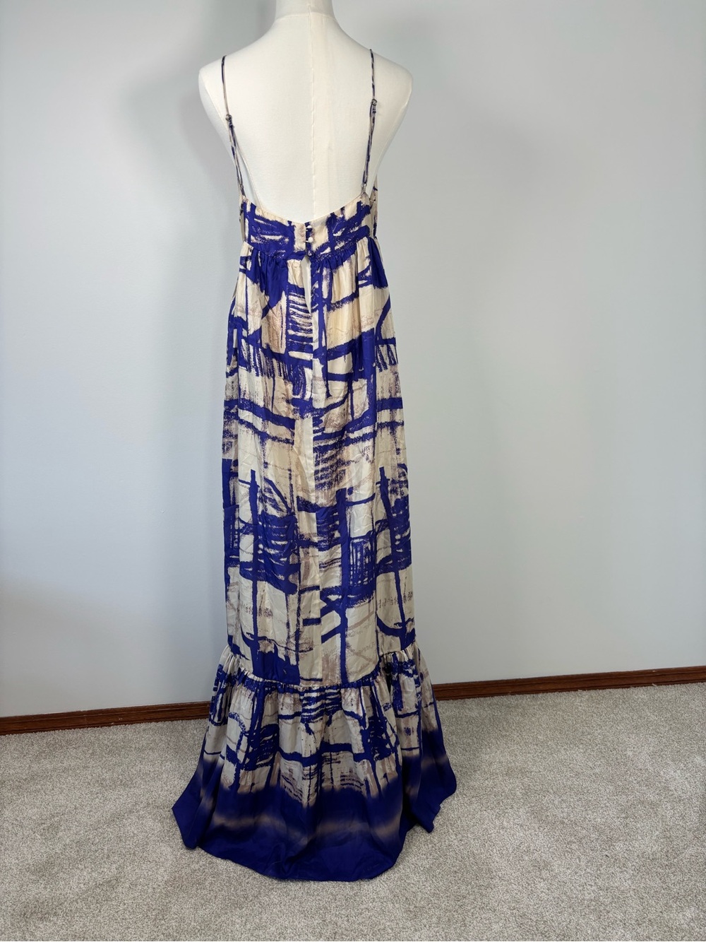 Anthropologie Isabella Sinclair 100% Silk Maxi Dress Size 12 NWT - Picture 8 of 14